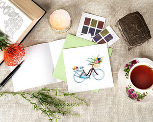 Quilled Bicycle & Flower Basket Greeting Card