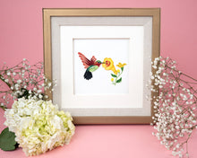 Load image into Gallery viewer, Quilled Hummingbird &amp; Yellow Flowers Greeting Card
