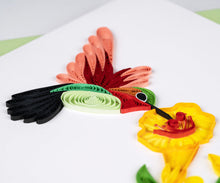 Load image into Gallery viewer, Quilled Hummingbird &amp; Yellow Flowers Greeting Card
