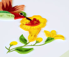 Load image into Gallery viewer, Quilled Hummingbird &amp; Yellow Flowers Greeting Card
