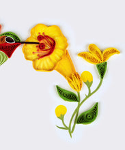 Load image into Gallery viewer, Quilled Hummingbird &amp; Yellow Flowers Greeting Card
