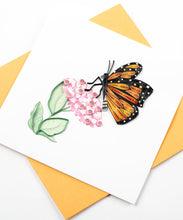 Load image into Gallery viewer, Quilled Monarch Milkweed Butterfly Greeting Card
