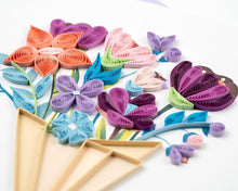 Load image into Gallery viewer, Quilled Playful Flower Bouquet Greeting Card
