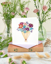 Load image into Gallery viewer, Quilled Playful Flower Bouquet Greeting Card
