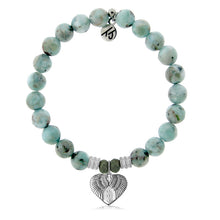 Load image into Gallery viewer, Larimar Stone Bracelet with Heart of Angels Sterling Silver Charm
