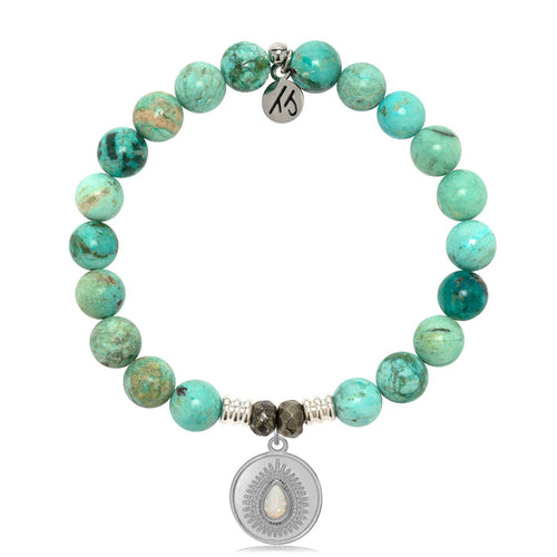 Peruvian Turquoise Gemstone Bracelet with You're One of a Kind Sterling Silver Charm