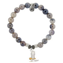 Load image into Gallery viewer, Storm Agate Gemstone Bracelet with Cowboy Boot Sterling Silver Charm
