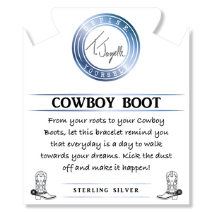 Storm Agate Gemstone Bracelet with Cowboy Boot Sterling Silver Charm