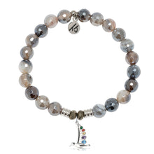 Load image into Gallery viewer, Storm Agate Gemstone Bracelet with Hummingbird Sterling Silver Charm
