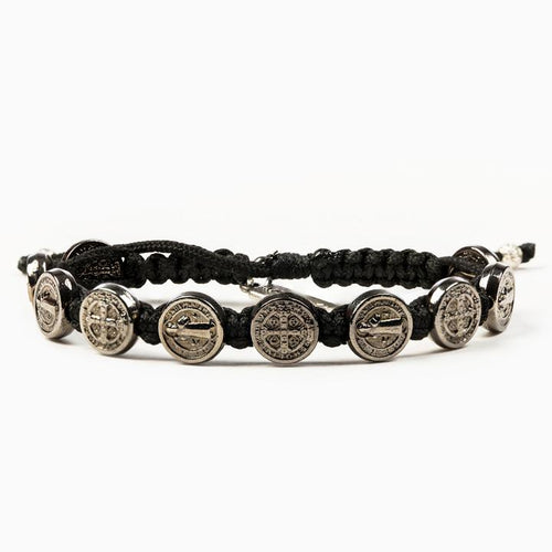 My Saint My Hero Benedictine Blessing Bracelet Black with Jet Black medals