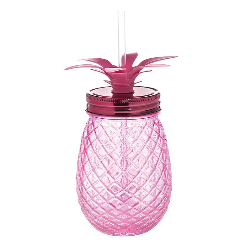 Pineapple Shaped Sipper - Pink w/Reusable Strraw