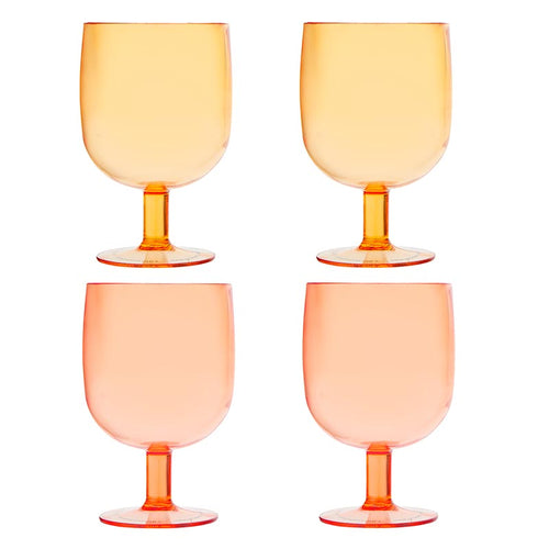 Stackable Acrylic Wine Glasses Set of 4  - Pink Orange