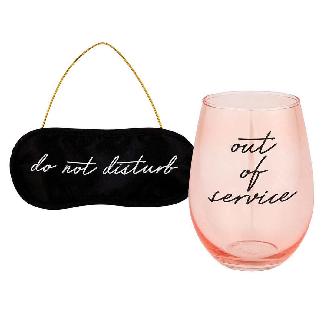 Stemless Wine Glass and Eyemask - Do Not Disturb