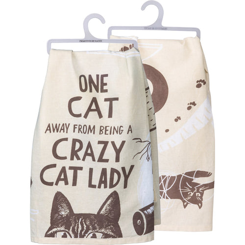 One Cat Away From A Crazy Cat Lady - Dish Towel