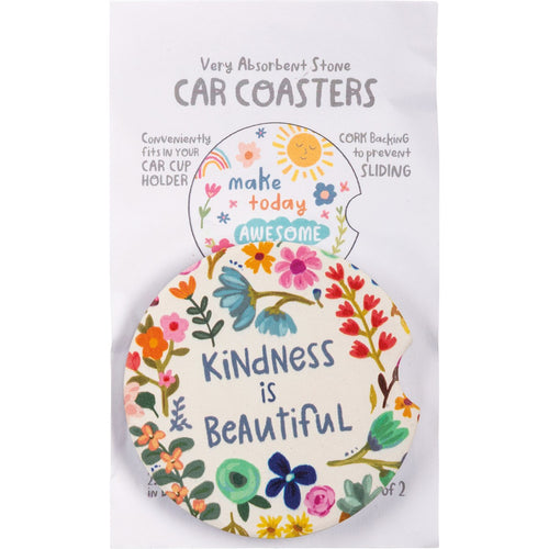 Car Coasters Set of 2 - Kindness is Beautiful