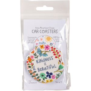 Car Coasters Set of 2 - Kindness is Beautiful