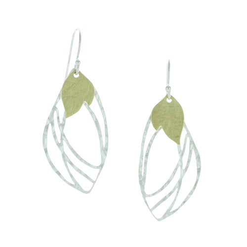 Takobia Two Tone Hammered Leaf Earrings