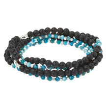 Load image into Gallery viewer, Stone Wrap - Lava &amp; Apatite/Silver - Stone Duo Wrap Bracelet/Necklace and Pin
