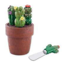 Load image into Gallery viewer, 4-Piece Cactus Cheese Spreaders Set with 1 Cactus Base
