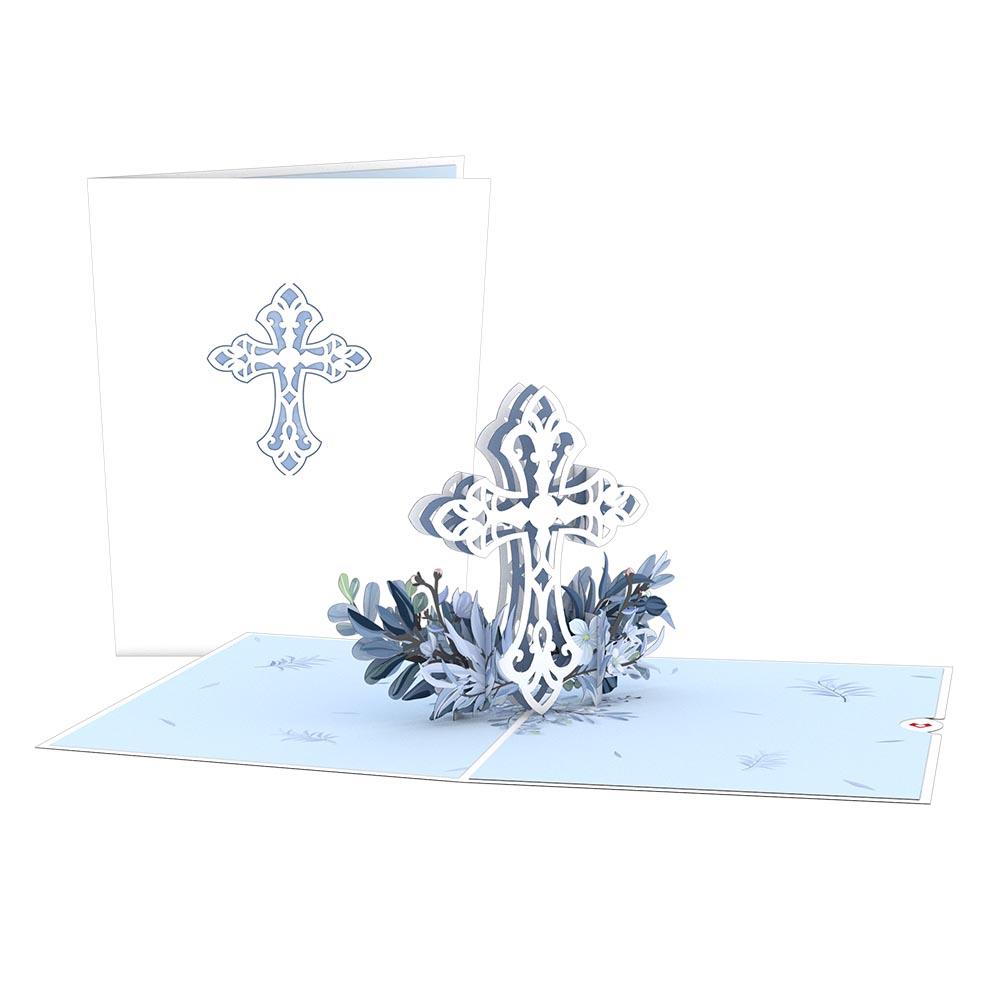 Blue Floral Cross Lovepop card