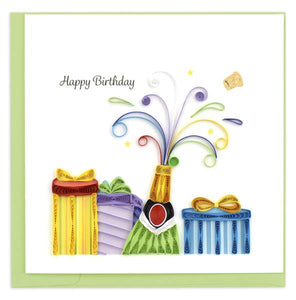 Quilled Birthday Champagne Greeting Card