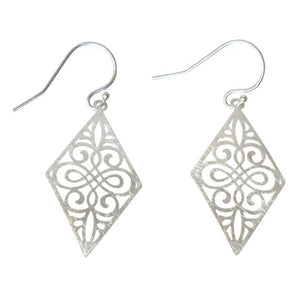 Diamond Shape Cut Scroll Earrings