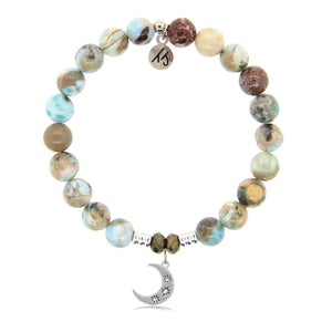 Larimar Stone Bracelet with Friendship Stars Sterling Silver Charm